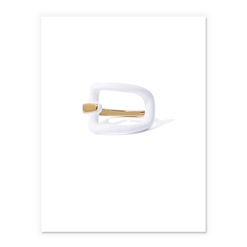 White Handmade Dripping Oil Ring Women