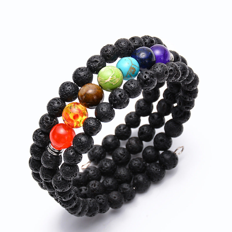 Handmade multi-turn winding bracelet natural stone