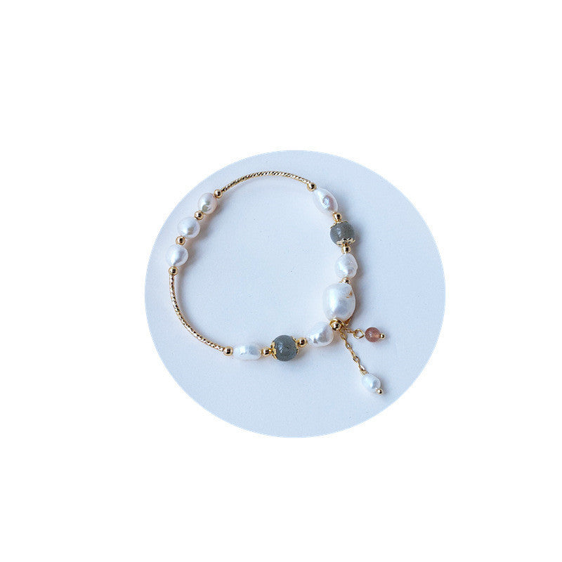 Handmade Natural Freshwater Pearl Moonstone Bracelet