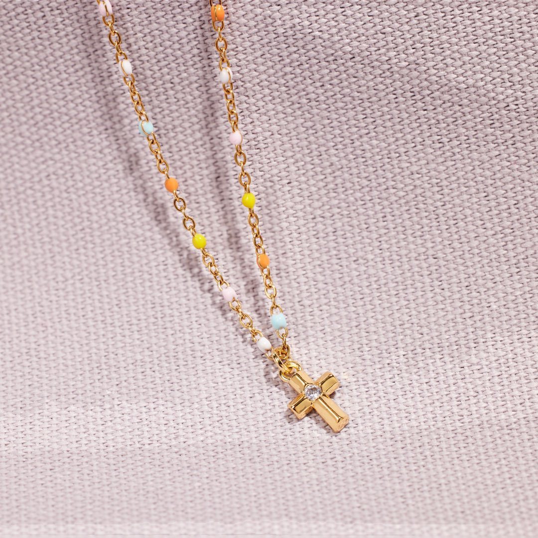 Vintage Cross Necklace Simple Handmade Chain