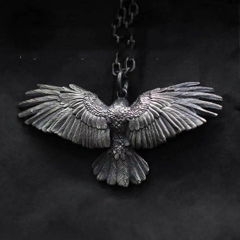 Handmade Silver Plated Crow Necklace