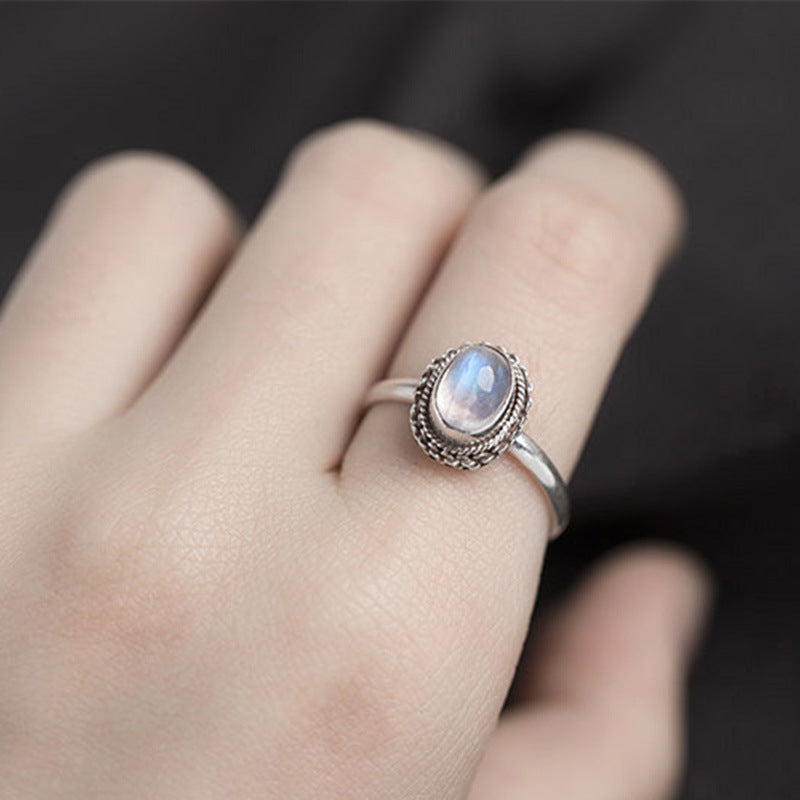 Handmade Inlaid Moonstone Ring For Women