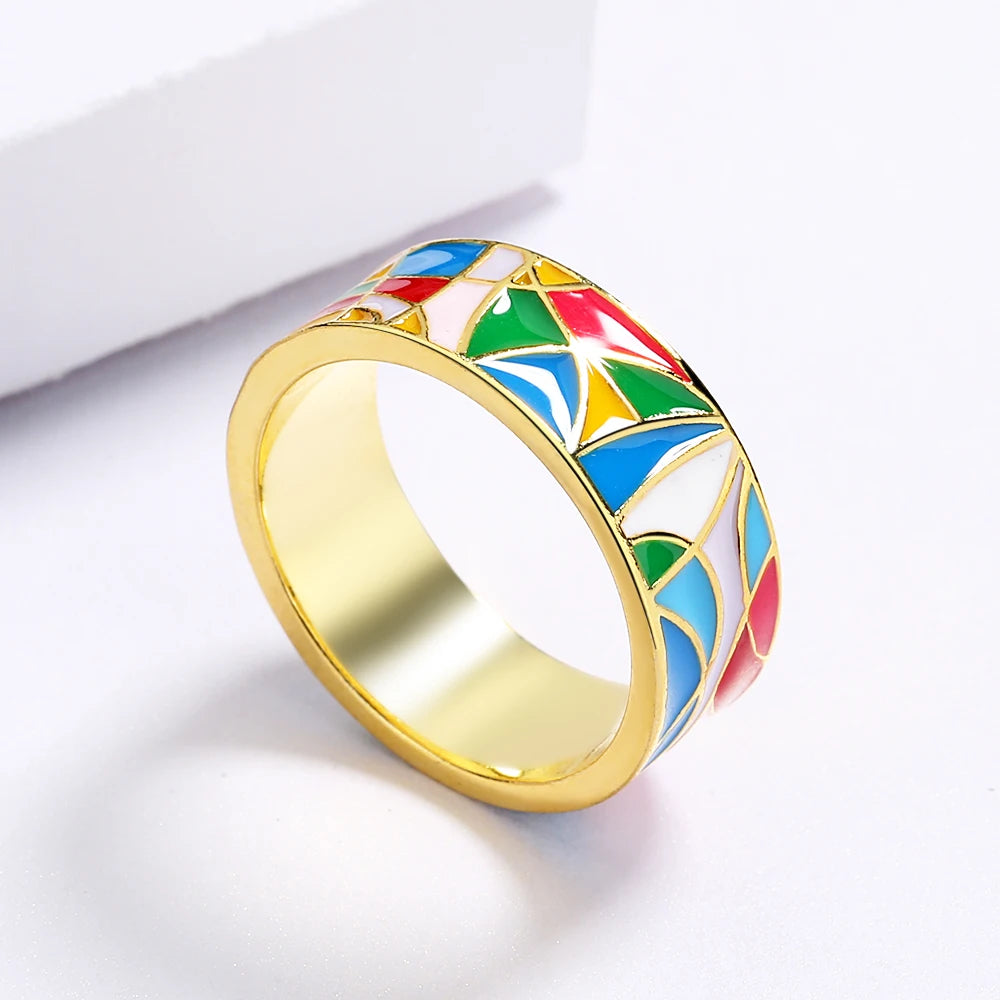 Chapel Glass Inspired Enamel Ring