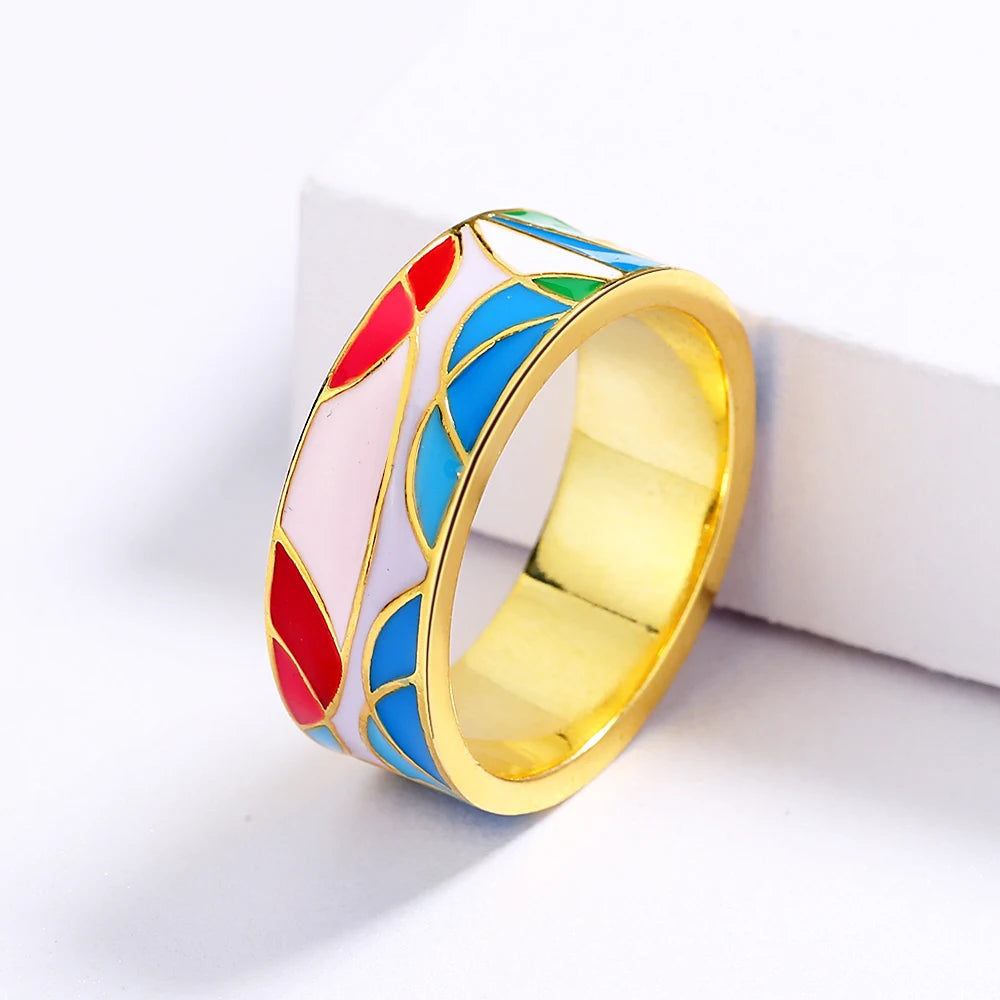 Chapel Glass Inspired Enamel Ring