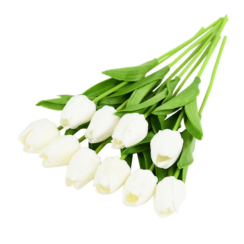 Tulip Artificial Flower Real, Bouquet PE Fake Flower for Wedding, Decoration Flowers Home Garden