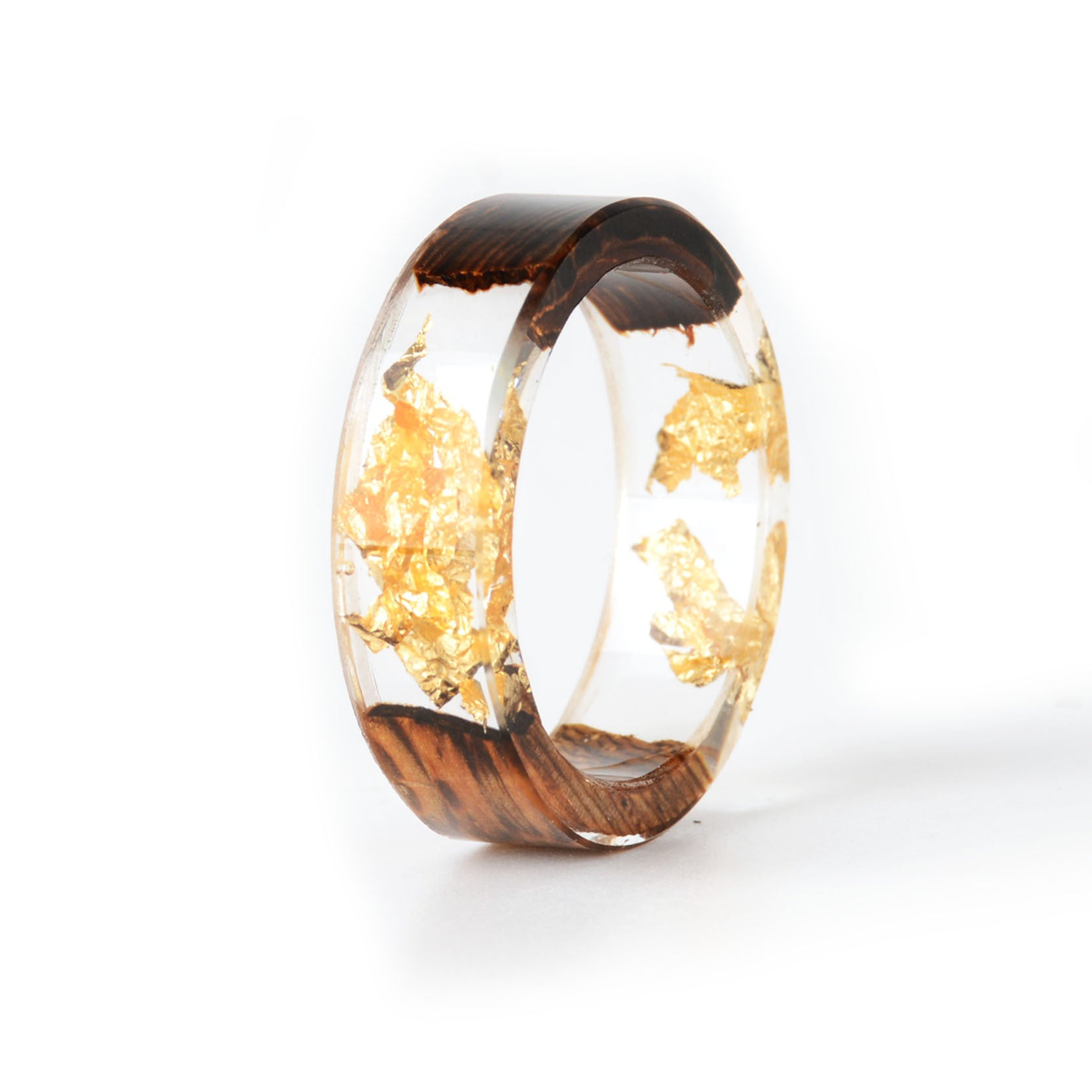 Fashion Handmade Dried Flower Epoxy Wood Resin Ring