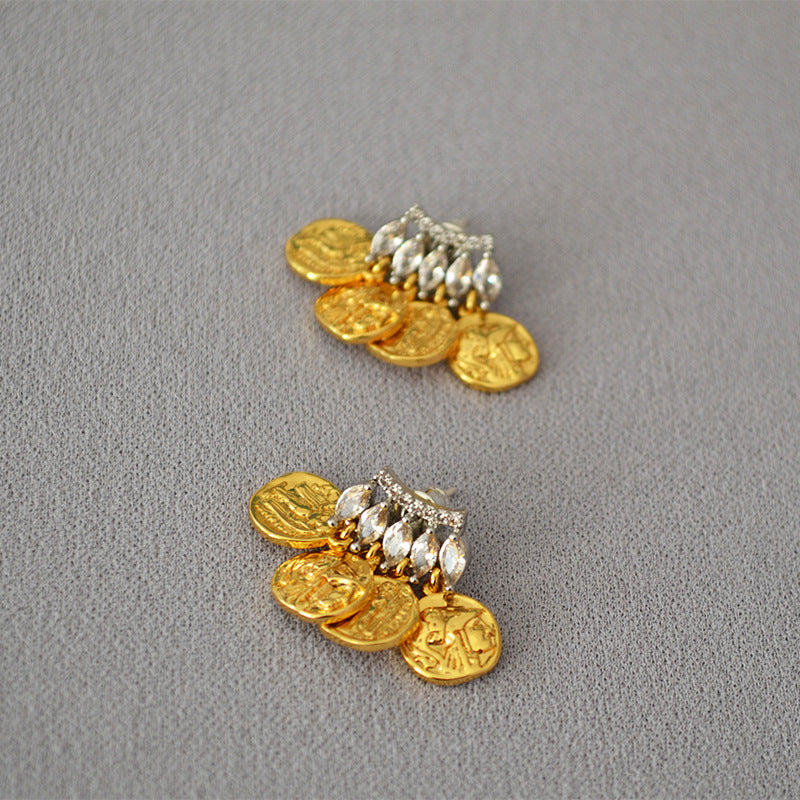 Antike griechische Porträt-Goldmünzen-Ohrringe