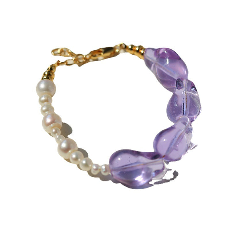 Exquisite Purple Baroque Pearl Glass Jewelry Set
